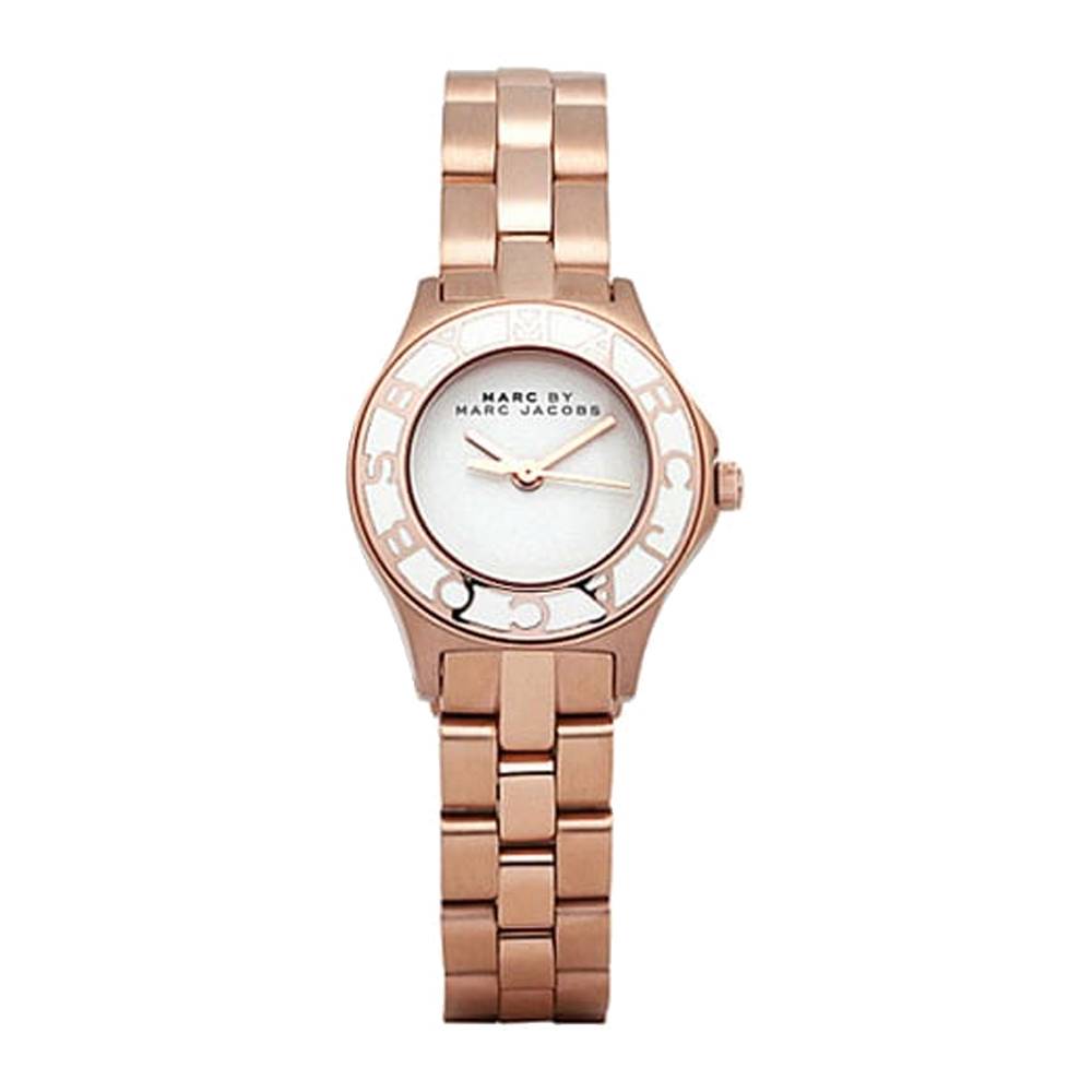 MARC JACOBS SMALL BLADE SILVER WOMENS’ ROSE GOLD LOGO WATCH  MBM3076 - Dawson Watches