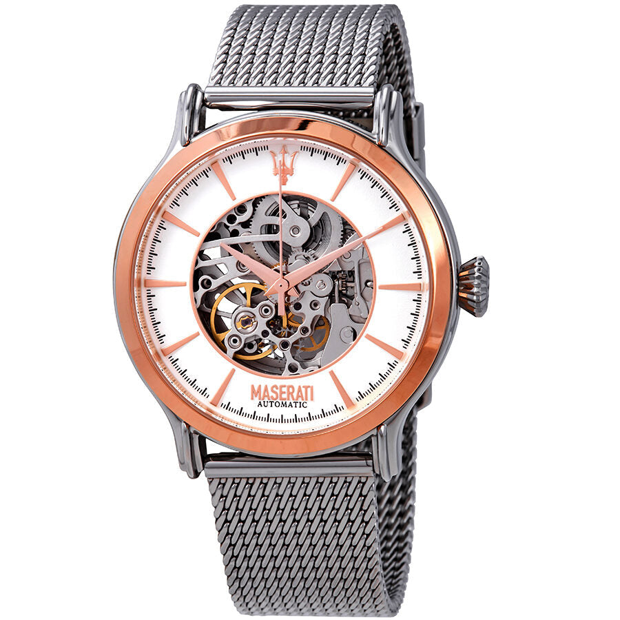 Maserati Epoca Automatic White Open Heart Dial Watch R8823118001