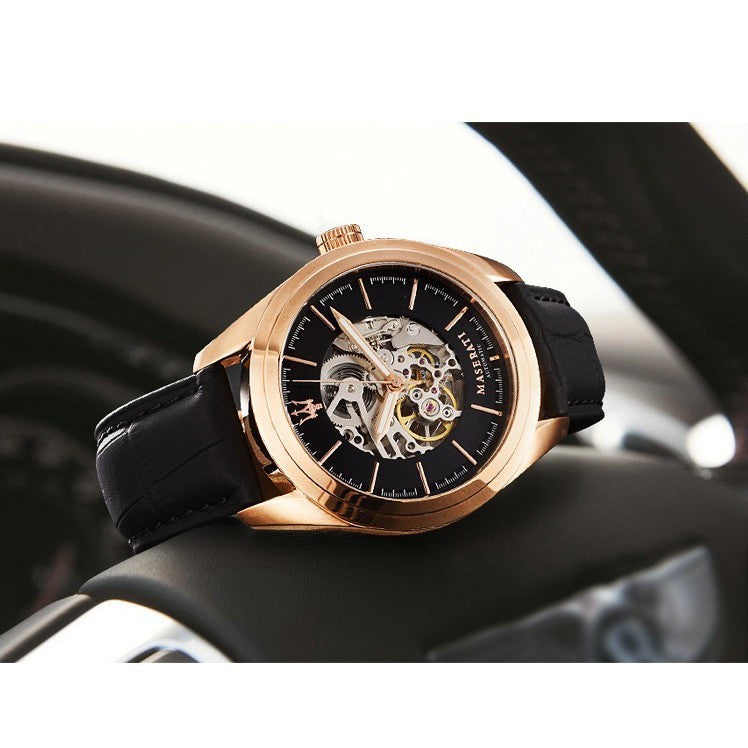 Maserati Traguardo Automatic Black/Skeleton Dial Men’s Watch R8821112001 - Watch