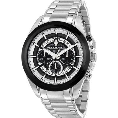 Maserati Traguardo Chronograph Black Dial Silver Stainless Steel Men’s Watch R8873612059