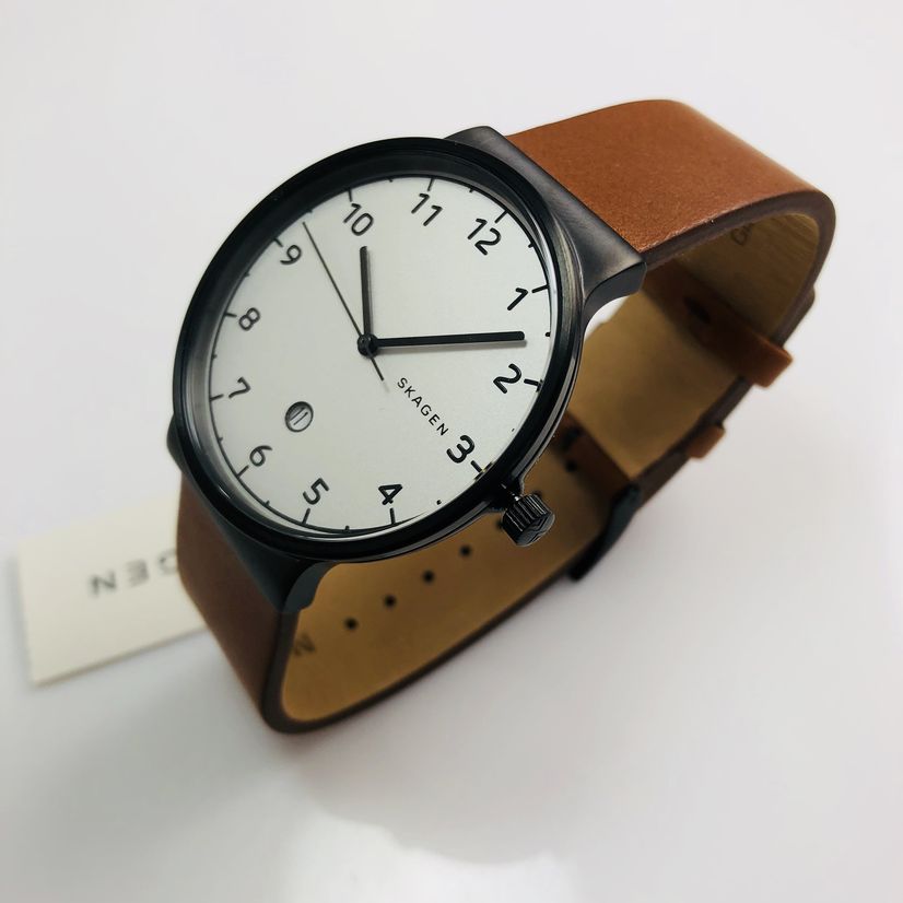 Skagen Ancher White Dial Leather Strap Men's Watch SKW6297