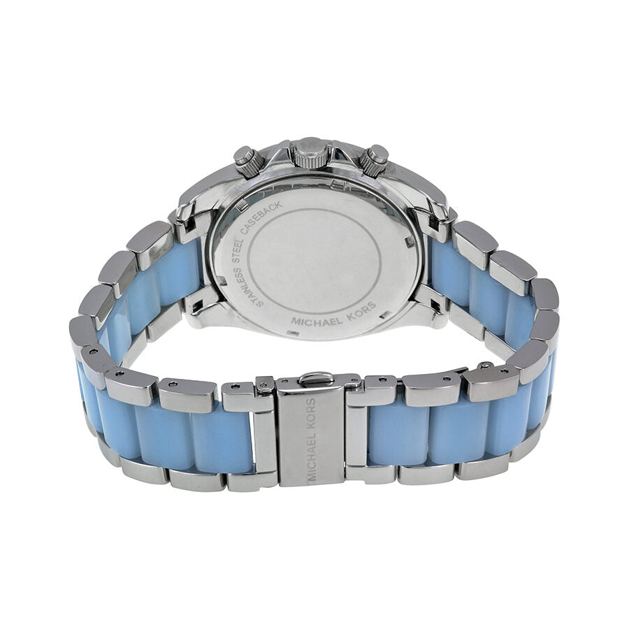 Michael Kors Blair Chronograph Silver Dial Stainless Steel with Chambray Acetate Ladies Watch MK6137