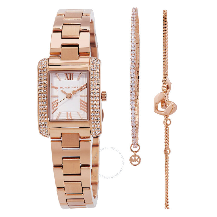 Michael Kors Emery Quartz Crystal Ladies Watch and Bracelets Gift Set MK7512SET - Dawson Watches