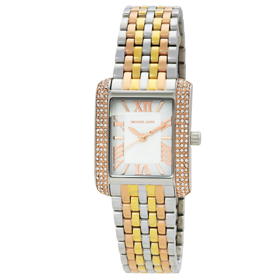 Michael Kors Emery Tri-Tone Quartz Crystal White Dial Ladies Watch MK4744 - Dawson Watches