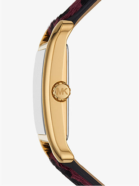 Michael Kors Monroe Gold-Tone and Leopard Print Calf Hair in Plum Women's Watch - MKO1116