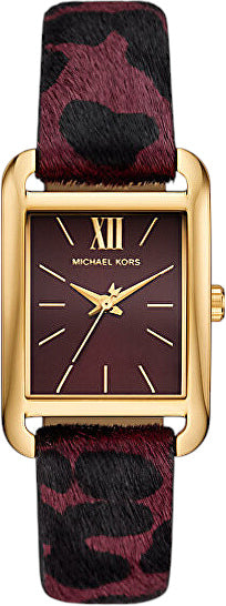 Michael Kors Monroe Gold-Tone and Leopard Print Calf Hair in Plum Women's Watch - MKO1116