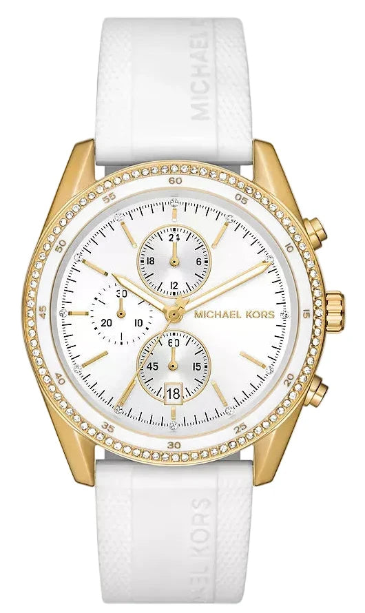 Michael Kors Oversized Hadyn Pavé Gold-Tone and Silicone Women's Watch - MK7484