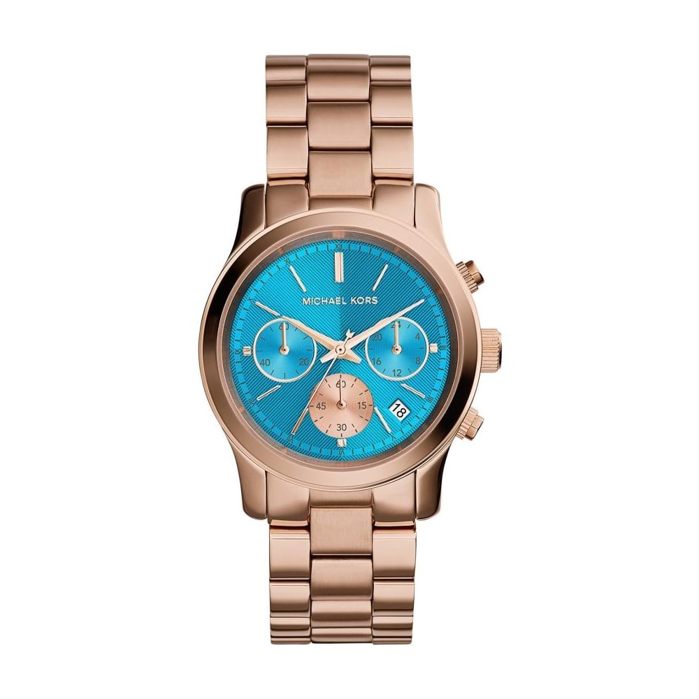 Michael Kors Runway Runway Blue Dial Rose Gold Ladies Watch MK6164