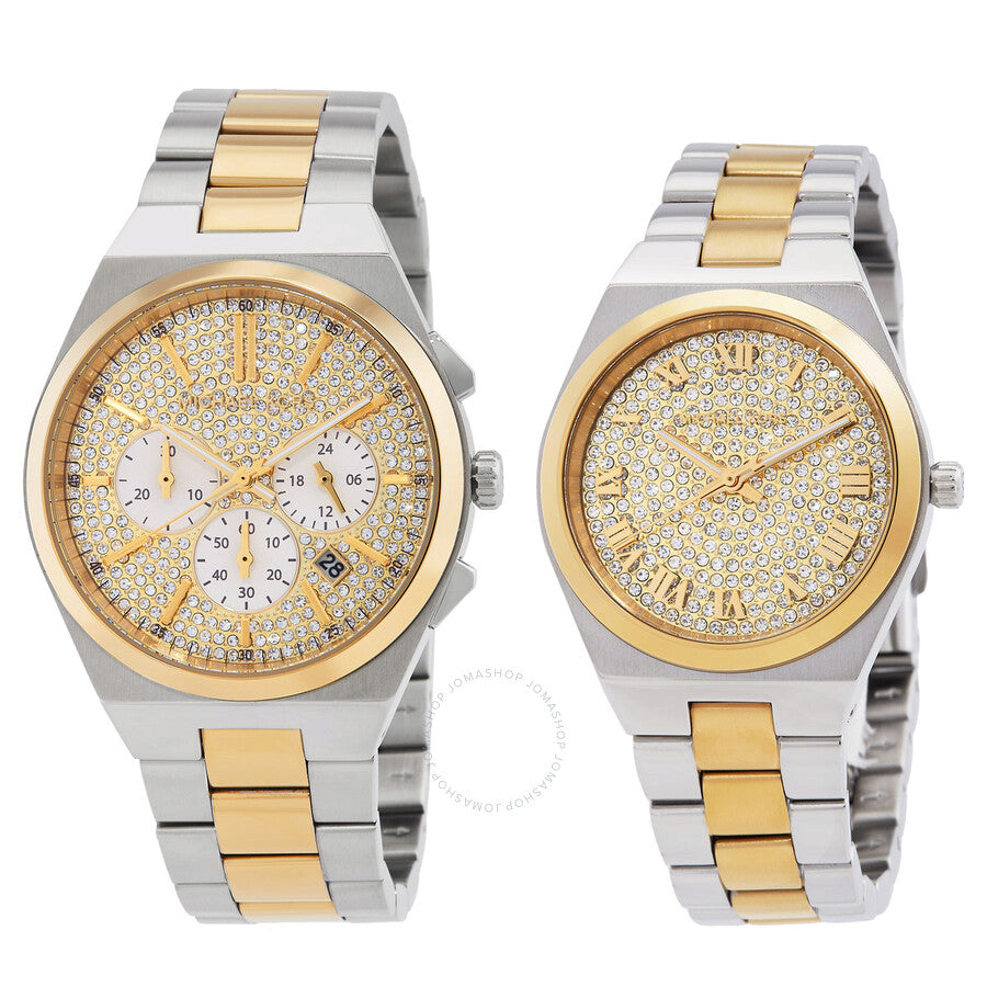 Michael Kors Lennox Chronograph Quartz Pave Two-Tone Watch Set MK7503SET - Dawson Watches