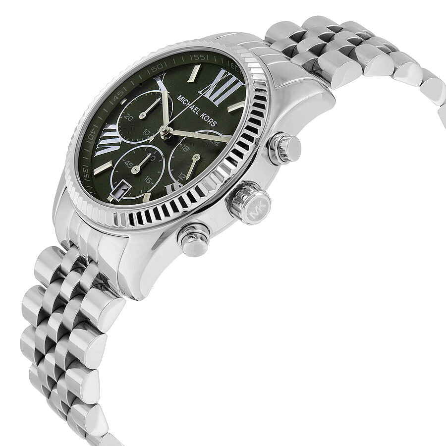 Michael Kors Lexington Chronograph Green Dial Silver Women's Watch - MK6222