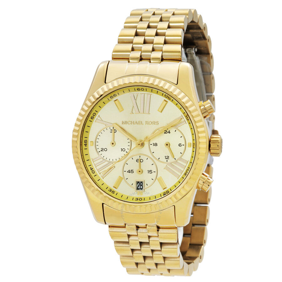 Michael Kors Lexington Chronograph Quartz Gold Dial Ladies Watch MK7378 - Dawson Watches