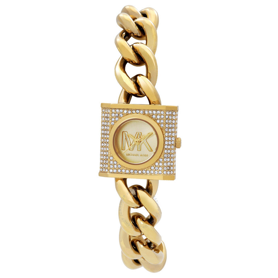 Michael Kors MK Chain Lock Quartz Crystal Gold Dial Ladies Watch MK4711 - Dawson Watches