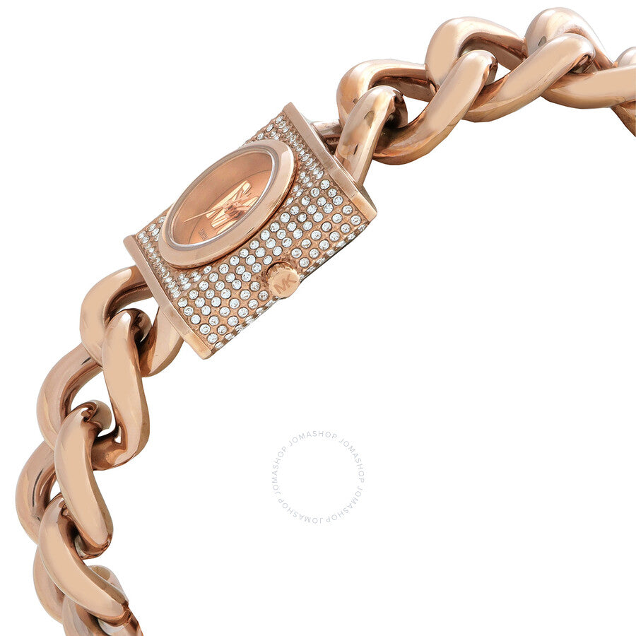 Michael Kors MK Chain Lock Quartz Crystal Rose Gold Dial Ladies Watch MK4827 - Dawson Watches #2
