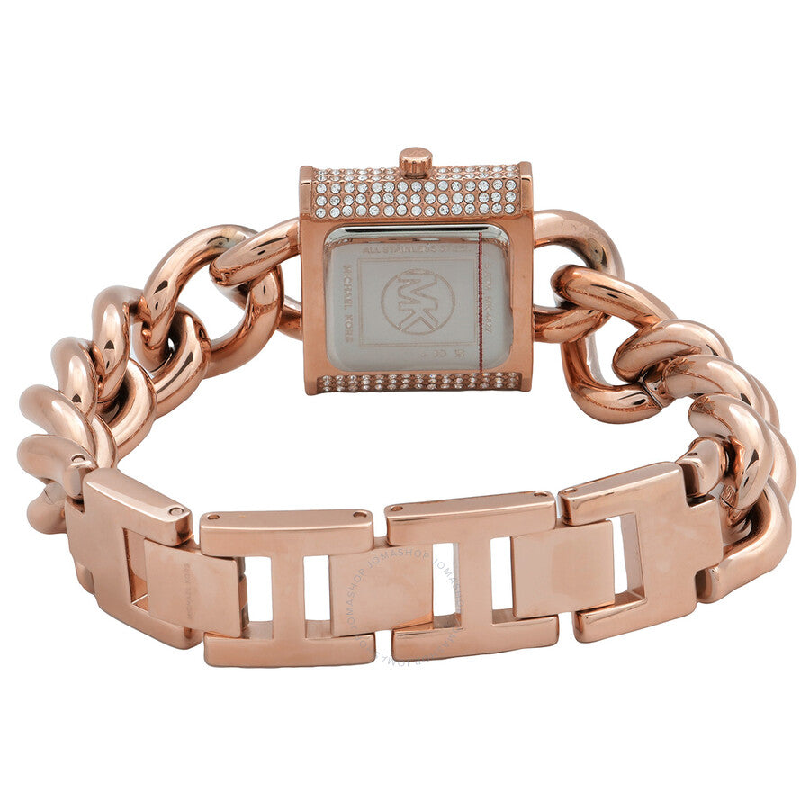 Michael Kors MK Chain Lock Quartz Crystal Rose Gold Dial Ladies Watch MK4827 - Dawson Watches #3