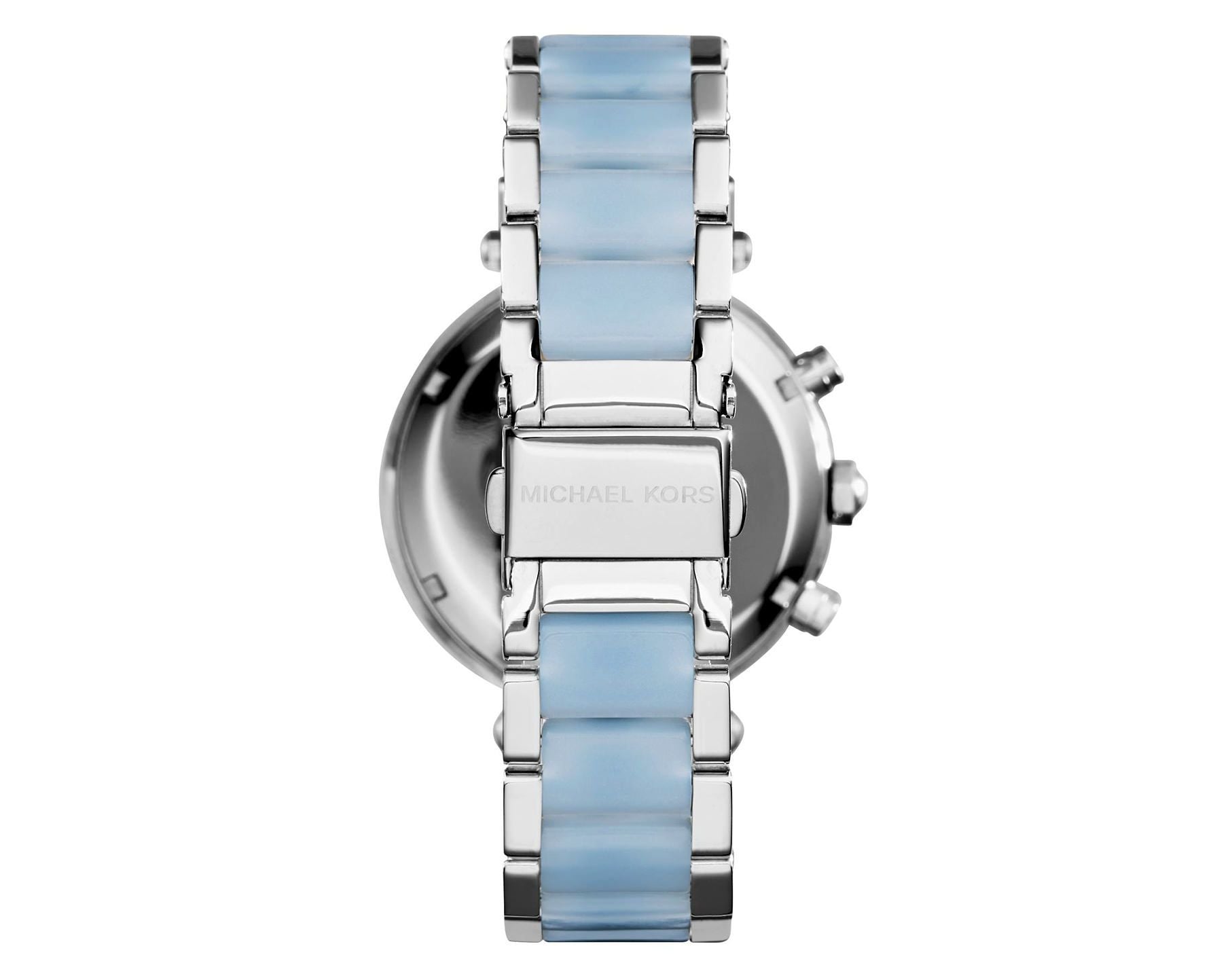 Michael Kors Parker White Dial Silver and Blue Acetate Women's Watch - MK6138