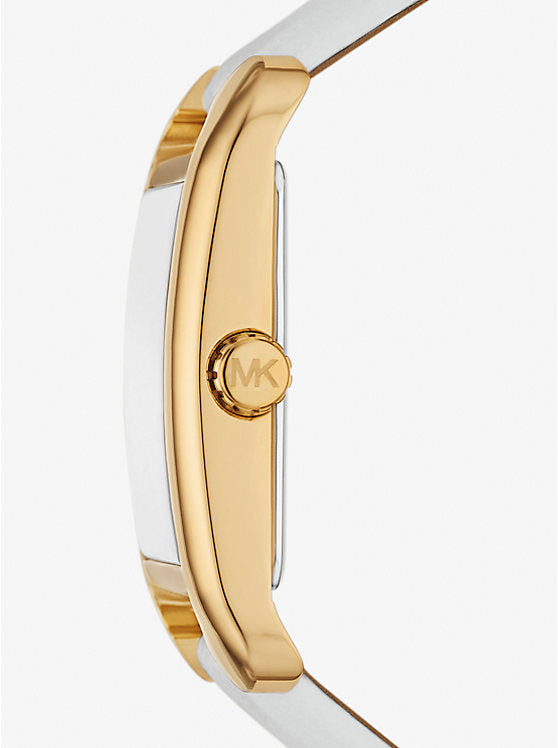Michael Kors Petite Quartz White Dial White Leather Strap Women's Watch- MKO1059