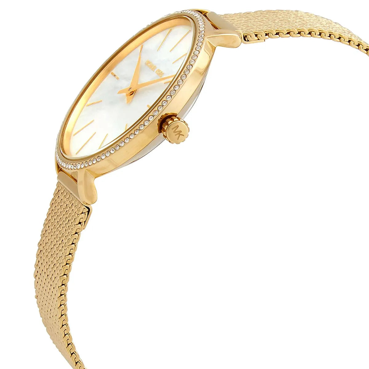 Michael Kors Pyper Quartz Mother of Pearl White Dial Gold Mesh Bracelet Watch For Women - MK4619