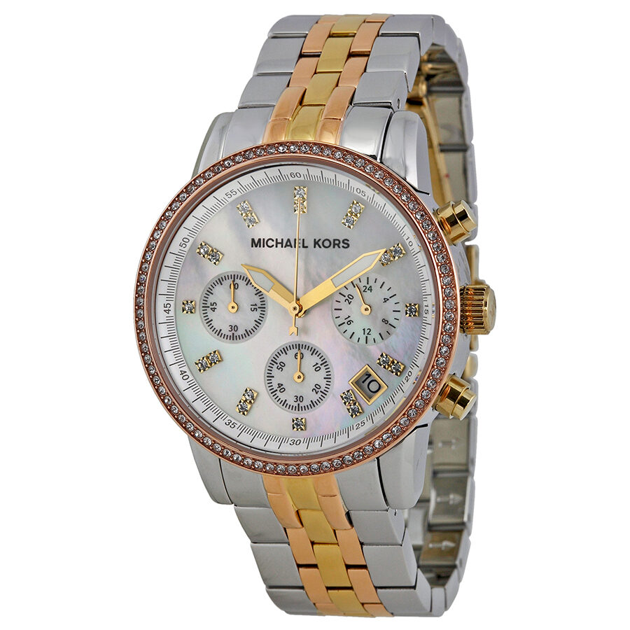 Michael Kors Ritz Chronograph Mother of Pearl Dial Ladies Watch MK5650 - BigDaddy Watches