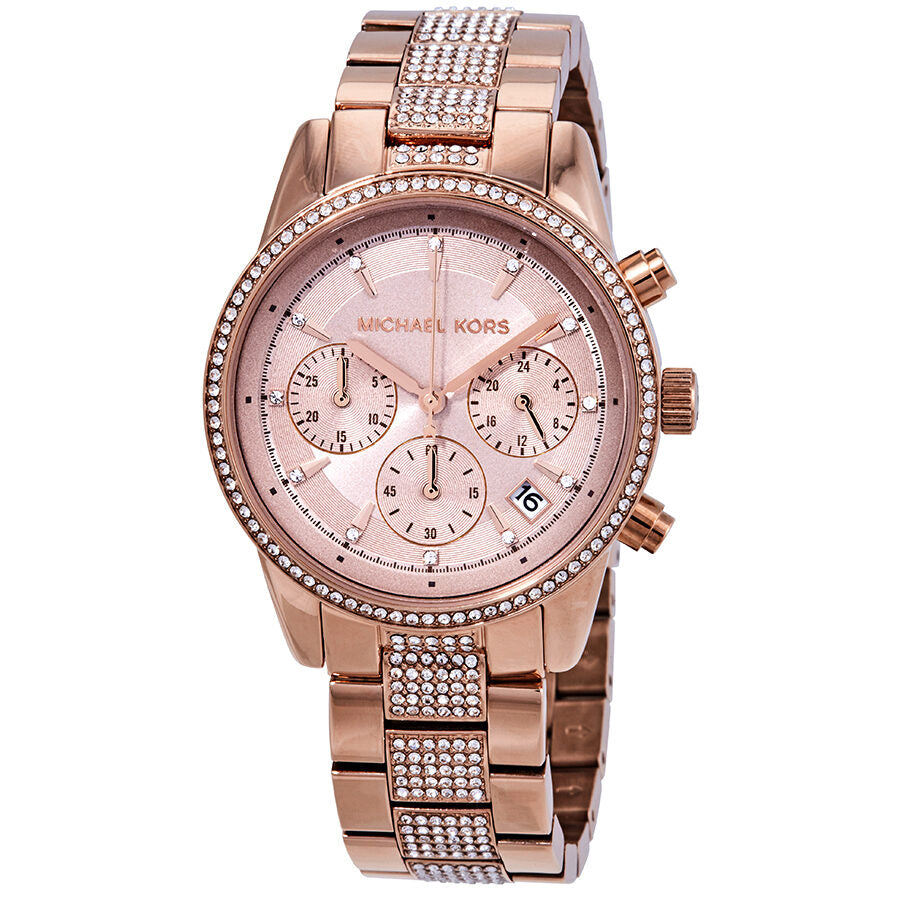 Michael Kors Ritz Pave Chronograph Crystal Ladies Watch MK6485 - BigDaddy Watches