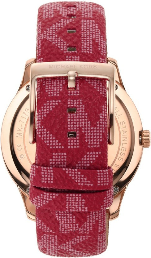 Michael Kors Runway Dive Pavé Dial Red Coated Canvas Women's Watch - MK7179