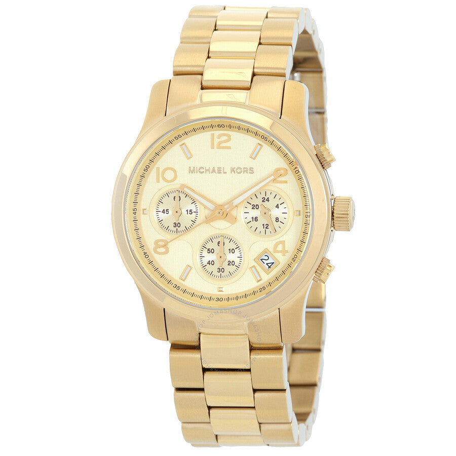 Michael Kors Runway Chronograph Quartz Gold Dial Ladies Watch MK7323 - Dawson Watches