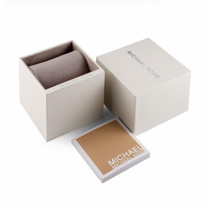 Michael Kors Runway Mercer watch in branded white box with presentation case and cards