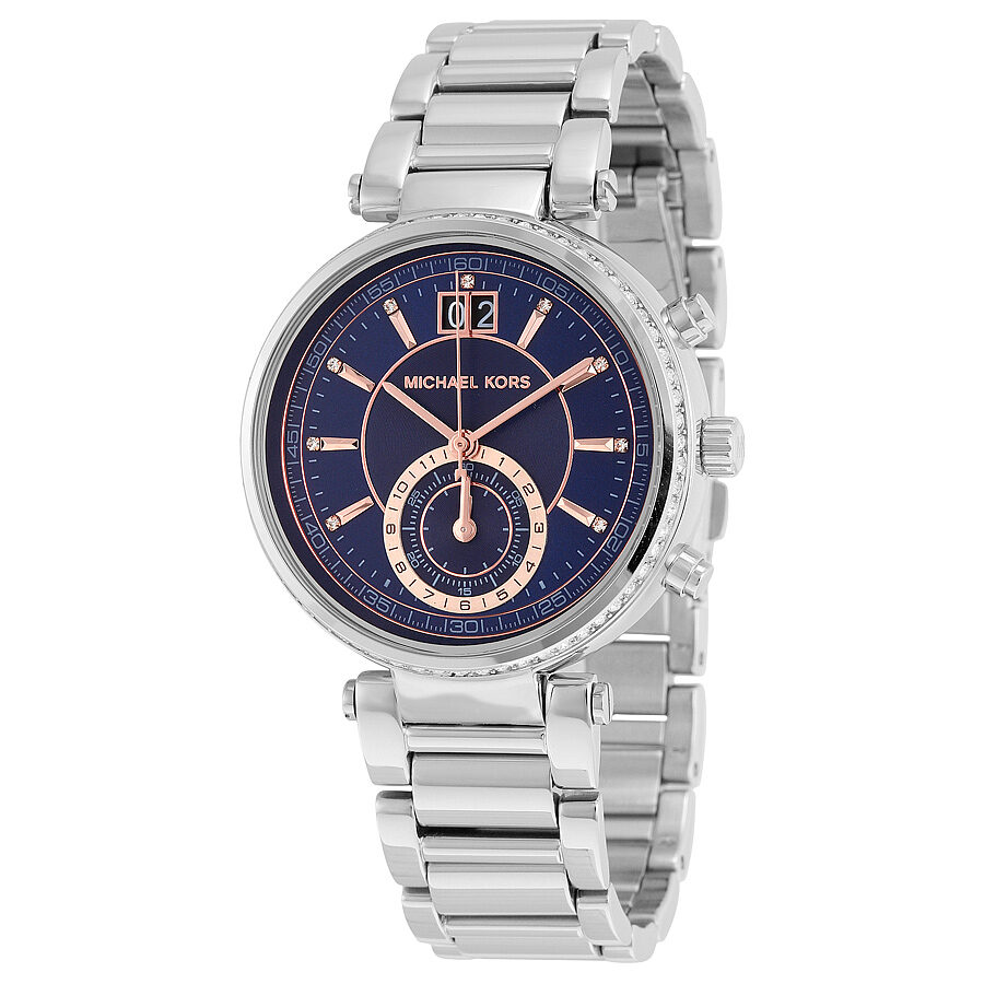 Michael Kors Sawyer Blue Dial Stainless Steel Ladies Watch MK6224 - BigDaddy Watches