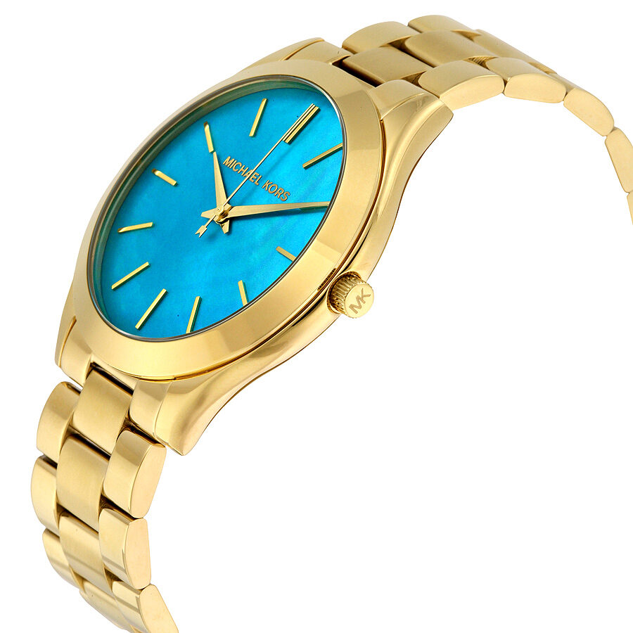 Michael Kors Slim Runway Blue Mother of Pearl Dial Ladies Watch MK3492 - BigDaddy Watches #2