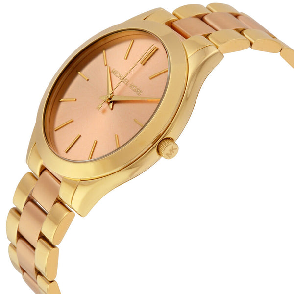 Michael Kors Slim Runway Pink Dial Gold Ladies Watch MK3493