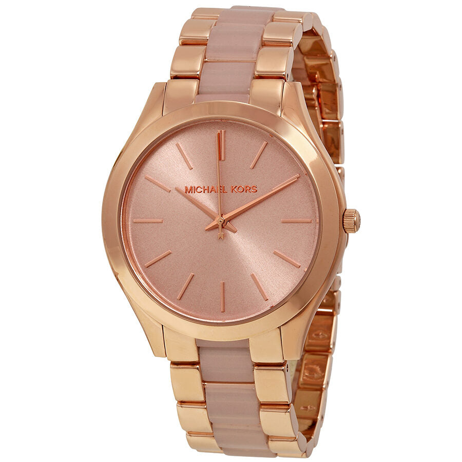 Michael Kors Slim Runway Rose Dial Rose Gold-tone Ladies Watch MK4294