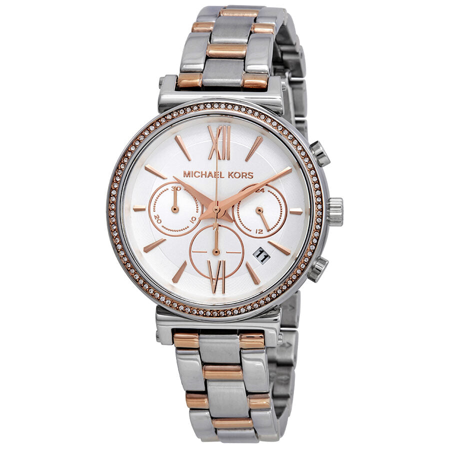 Michael Kors Sofie Chronograph Crystal Silver Dial Ladies Watch MK6558 - BigDaddy Watches