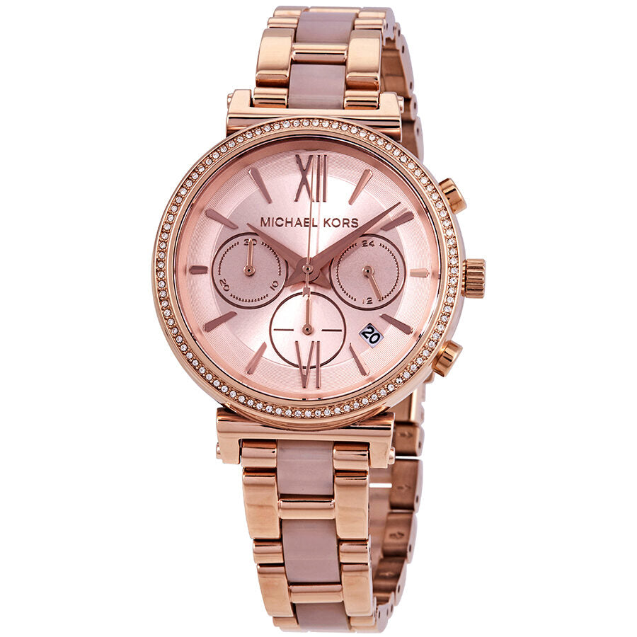 Michael Kors Sofie Chronograph Rose Dial Ladies Watch MK6560 - BigDaddy Watches