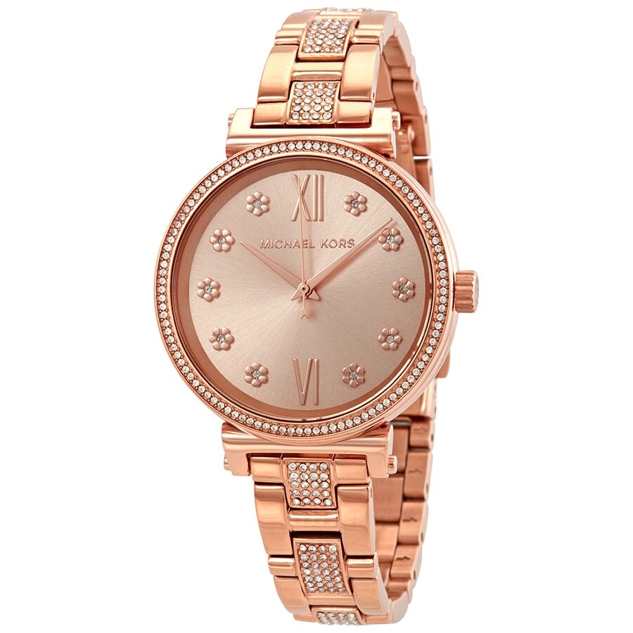 Michael Kors Sofie Crystal Rose Dial Ladies Watch MK3882 - BigDaddy Watches