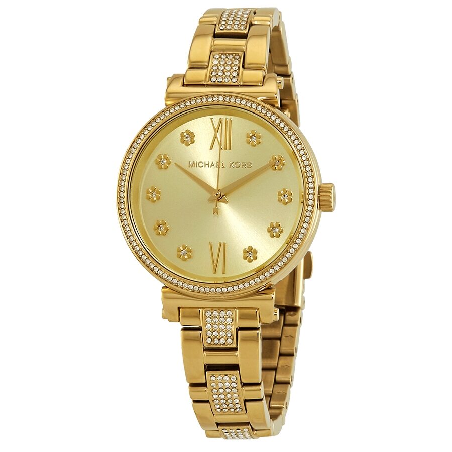 Michael Kors Sofie Pave Crystal Gold Dial Ladies Watch MK3881 - BigDaddy Watches