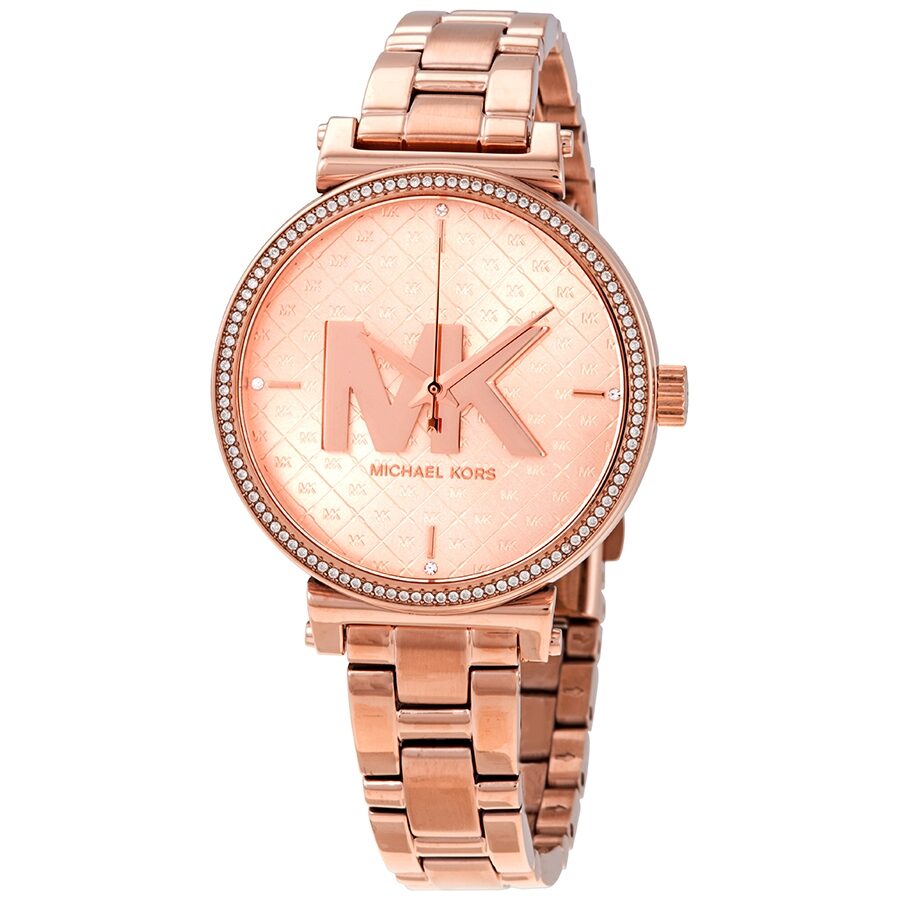 Michael Kors Sofie Quartz Crystal Rose Gold Dial Ladies Watch MK4335 - BigDaddy Watches