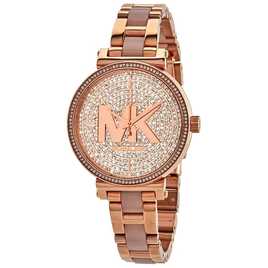 Michael Kors Sofie Quartz Crystal Rose Gold Dial Ladies Watch MK4336 - BigDaddy Watches