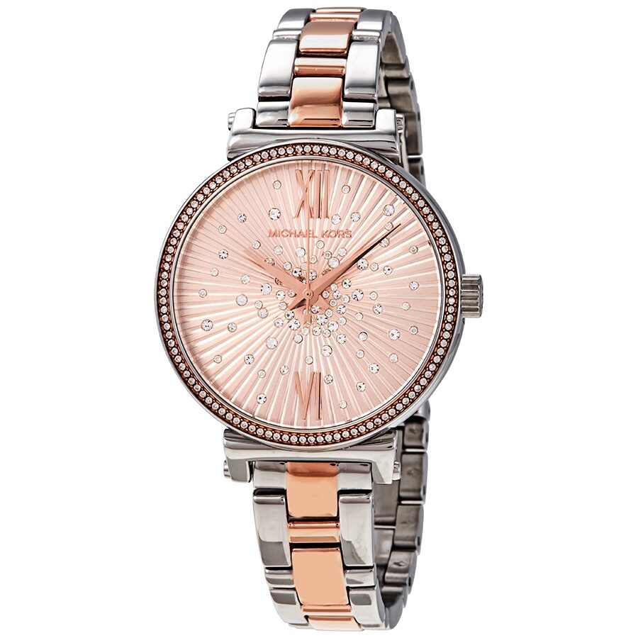 Michael Kors Sofie Quartz Crystal Rose Gold Dial Watch MK3972 - BigDaddy Watches