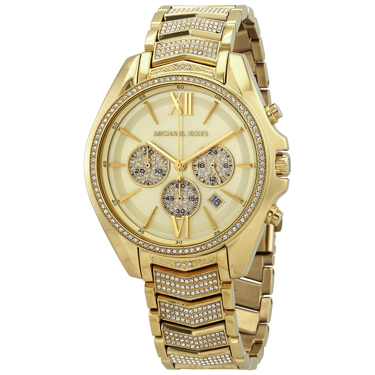 Michael Kors Whitney Chronograph Quartz Crystal Gold Dial Ladies Watch MK6729 - BigDaddy Watches