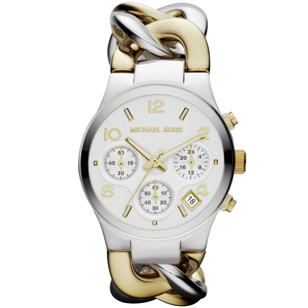 Michael Kors Twist Chain Chronograph White Dial Ladies Watch MK3199