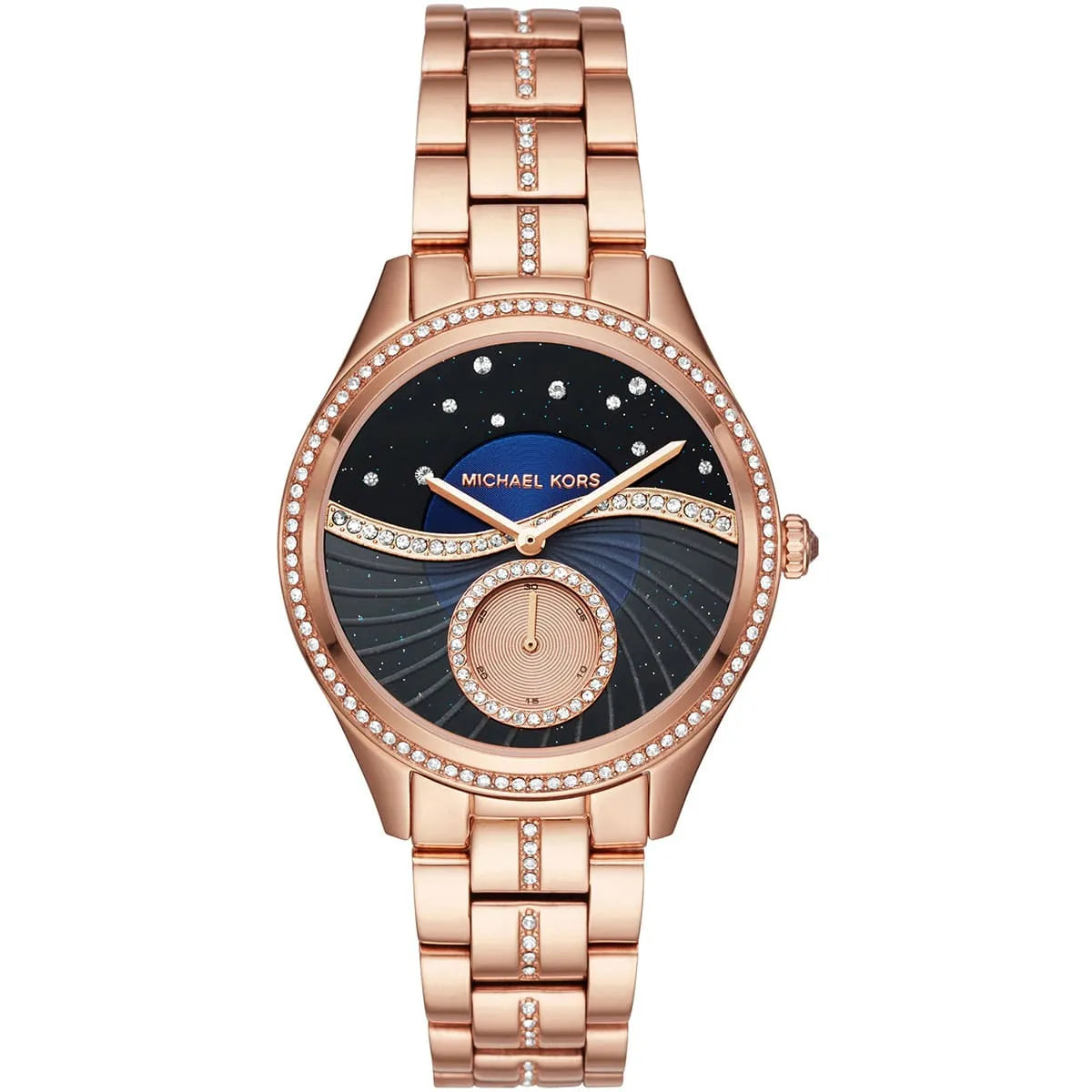 Michael Kors Lauryn Crystal Quartz Black Dial Rose Gold-Tone Watch - MK3723