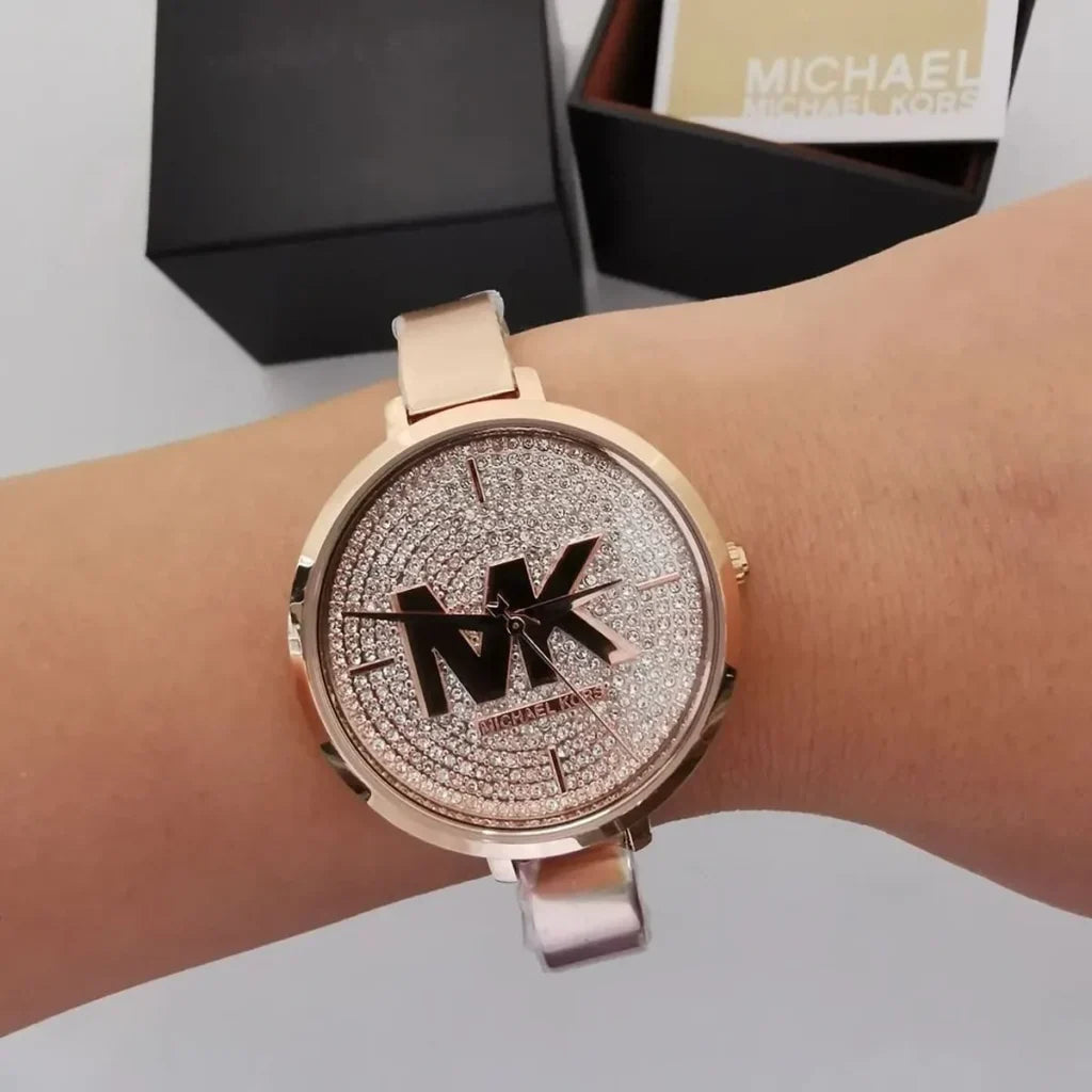 Michael Kors Charley Pavé Rose Gold Half-Bangle Women's Watch - MK4433
