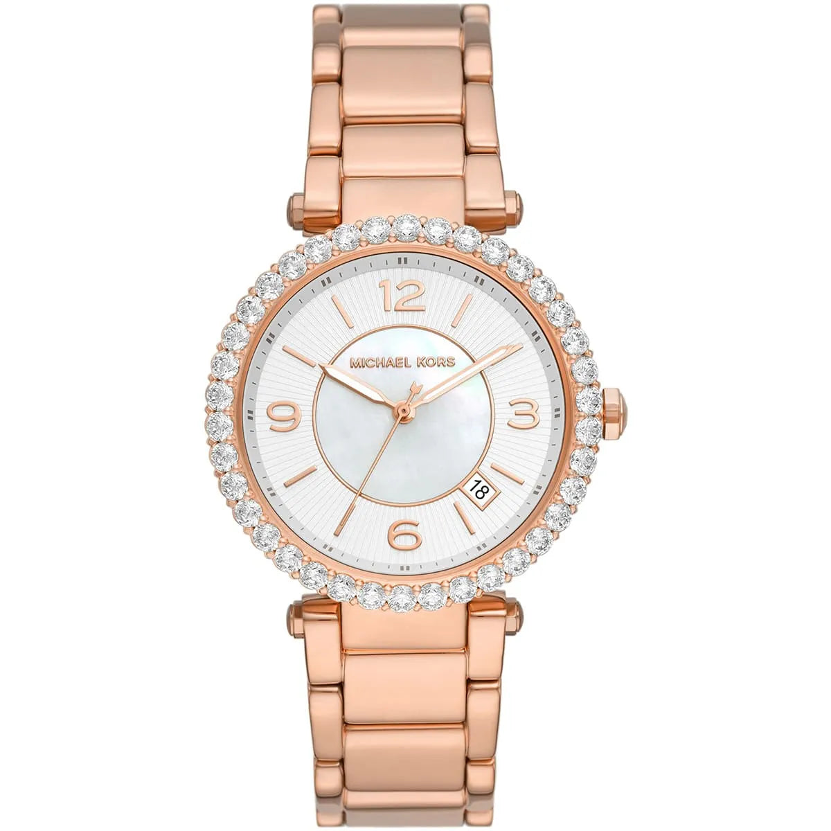 Michael Kors Parker Three-Hand White MOP Dial Rose Gold Watch - MK4695