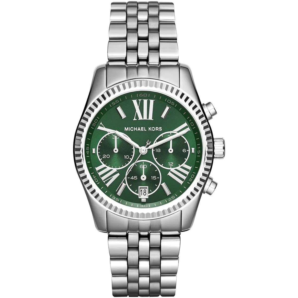 Michael Kors Lexington Chronograph Green Dial Silver Women's Watch - MK6222