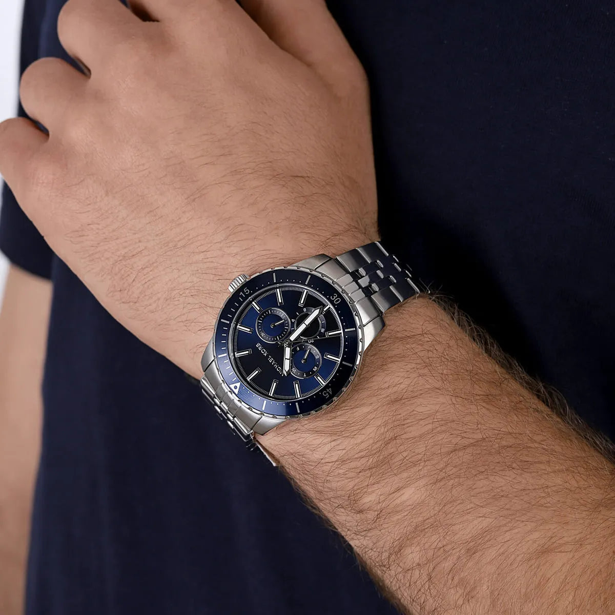Michael Kors Cunningham Multifunction Blue Dial Silver Men's Watch - MK7153