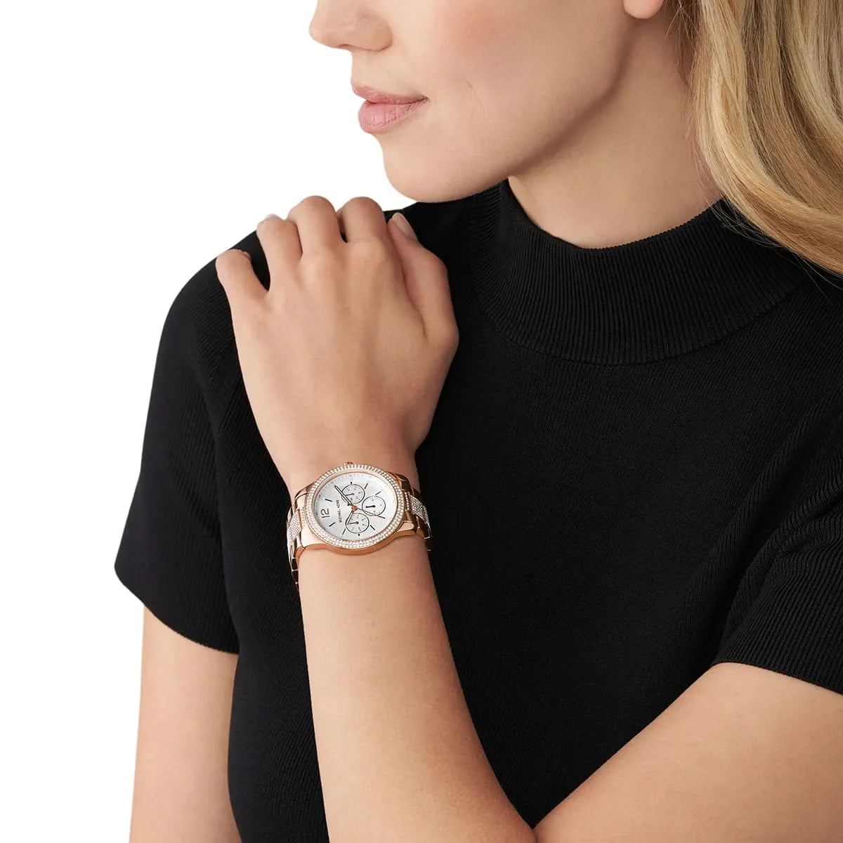 Michael Kors Oversized Tibby Pavé Rose Gold-Tone Women's Watch - MK7293