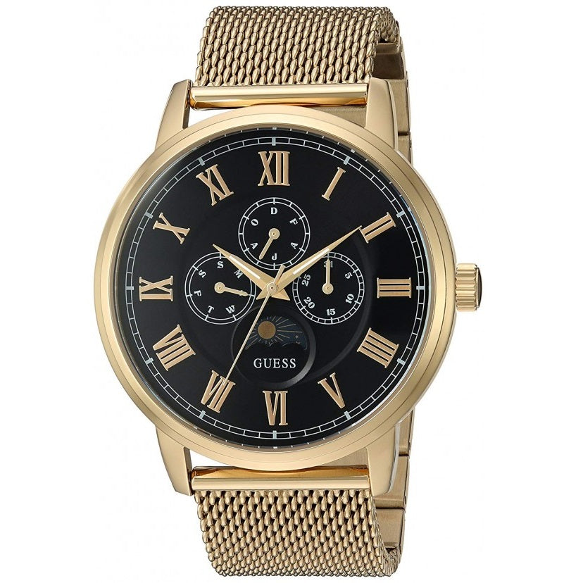 Guess Black Dial Gold-Tone Mesh Men's Watch W0871G2