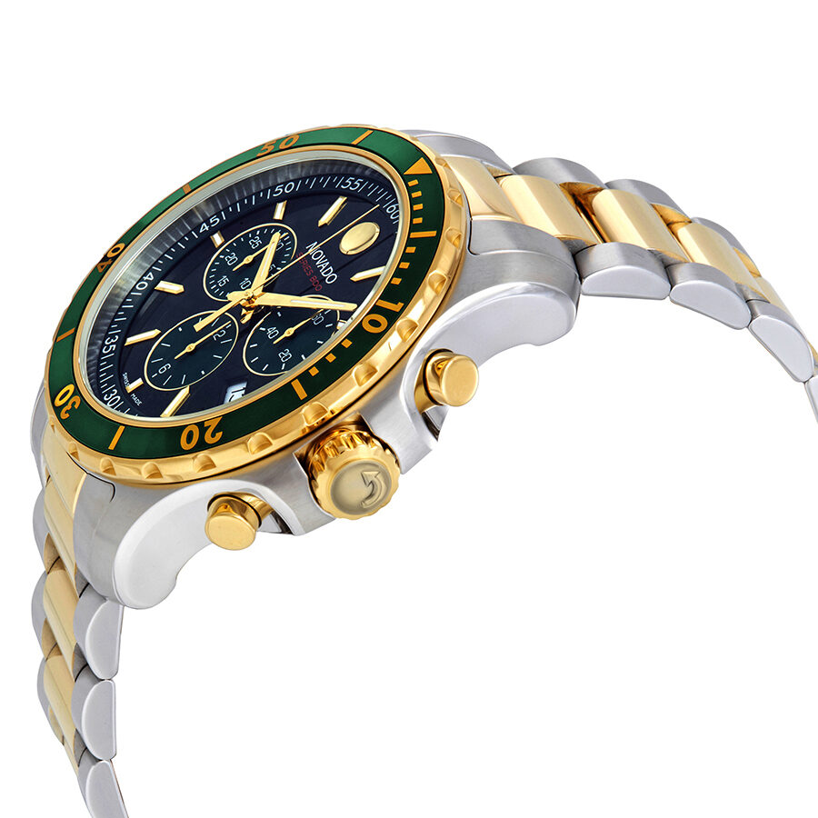 Movado 800 Chronograph Green Dial Two-tone Men's Watch #2600148 - Dawson Watches #2