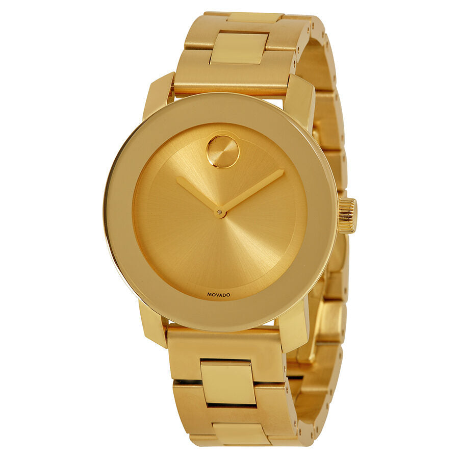 Movado Bold Champagne Dial Yellow Gold Ion-pated Ladies Watch #3600085 - Dawson Watches