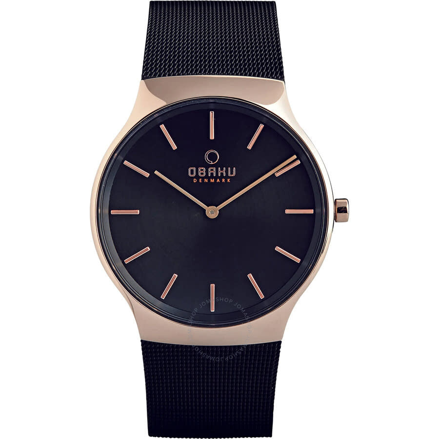 Obaku Classic Quartz Black Dial Men's Watch V178GXVBMB - Dawson Watches