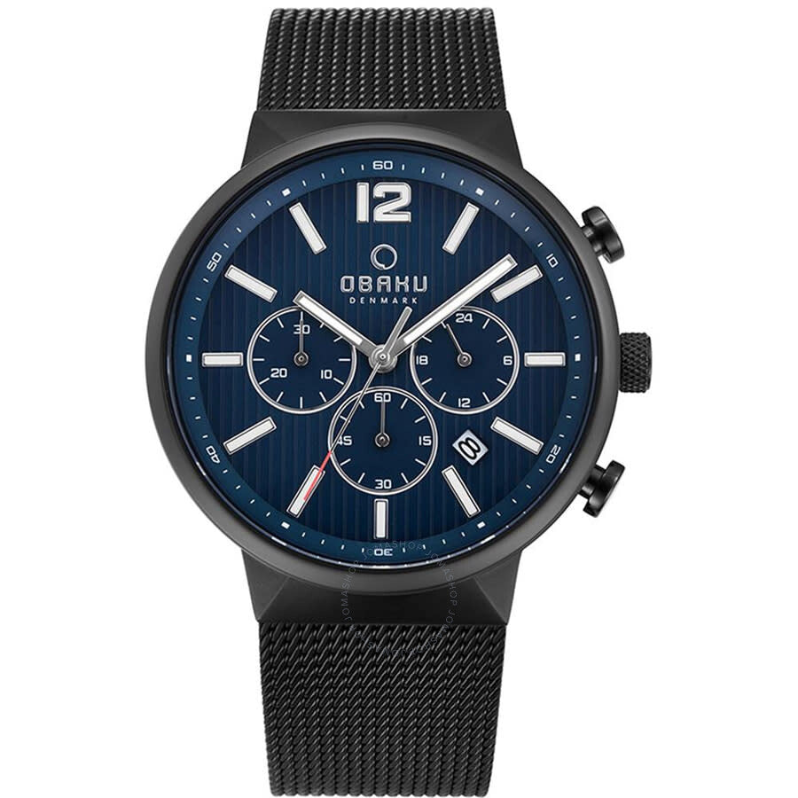 Obaku Classic Chronograph Quartz Blue Dial Men's Watch V180GCBLMB - Dawson Watches